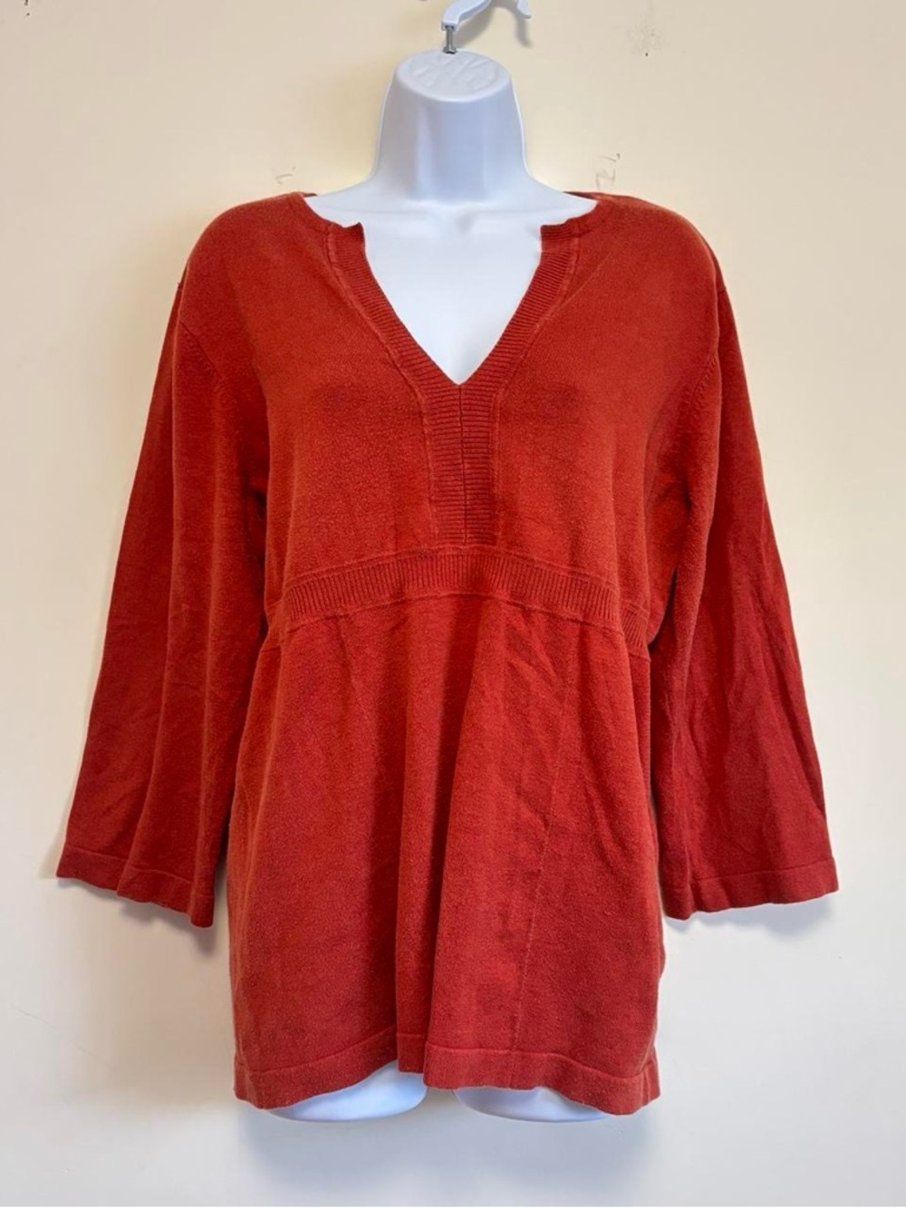 Norm Thompson Rust Red V‑Neck Sweater
